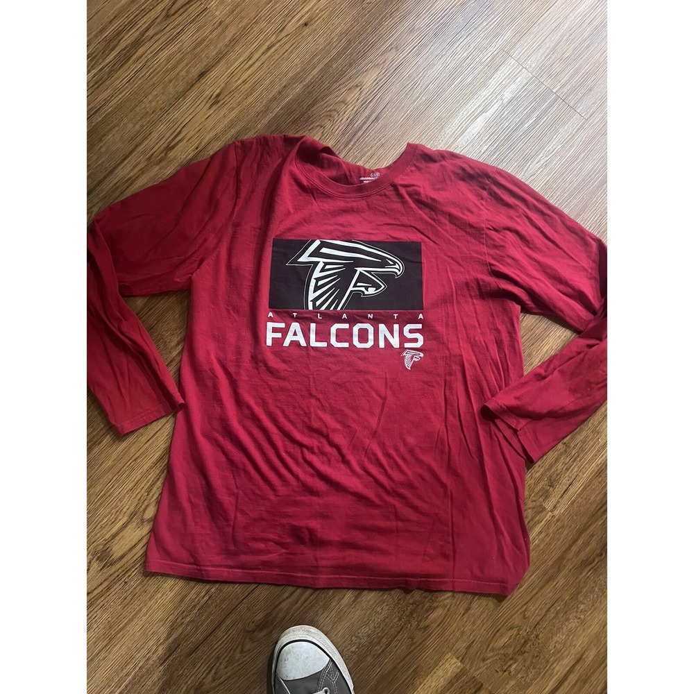 Atlanta Falcons Shirt Mens Large Red Long Sleeve Team Apparel. Patch On Back